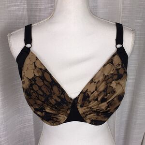 Mia Golden Beach Bikini Top Swimsuit Sz 12 DDD Underwire Leopard Cheetah